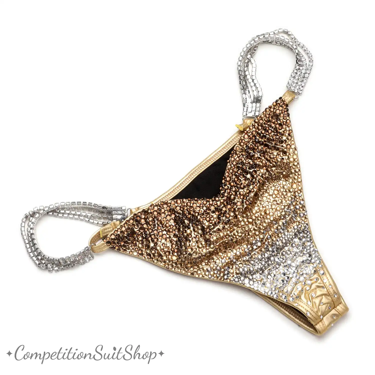 Gradient Silver Gold Stardust Bikini Competition Suit (B132)
